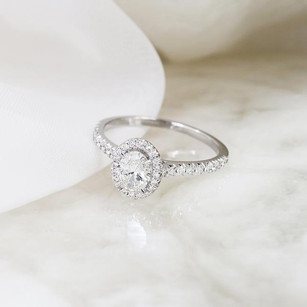 Canadian Maple Leaf Diamond Halo Engagement Ring (35804)