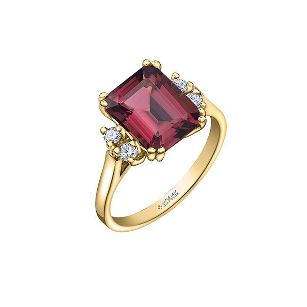 Canadian Maple Leaf Diamond and Pink Tourmaline Ring (37187)