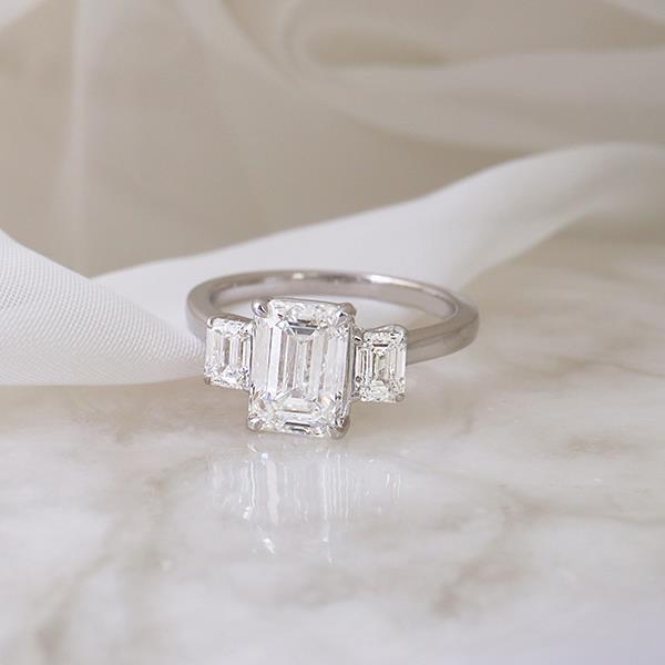 Diamond 3 Stone Emerald Cut Engagement Ring - LG 2.63cttw (37297)