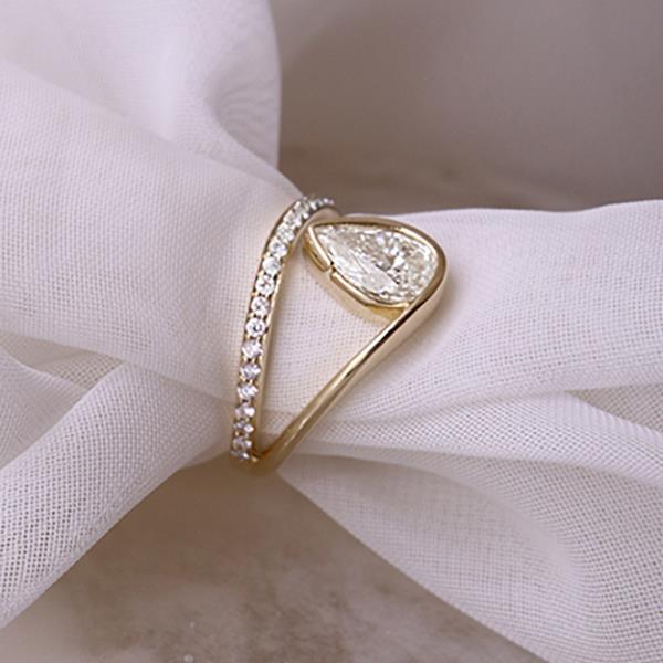 Diamond Pear Twist Engagement Ring - LG 1.25ctTW (38675)