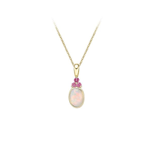 Genuine Opal and Pink Tourmaline Pendant (23617)
