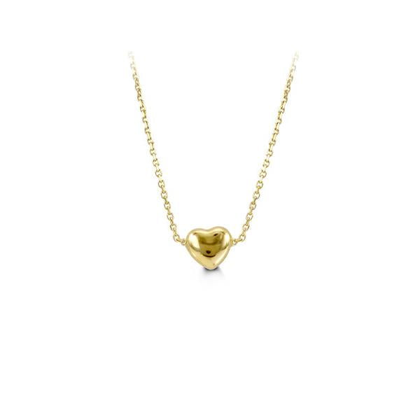 Gold Puffed Heart Necklace (28877)