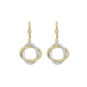 Gold Double Loop Dangle Earrings (31569)
