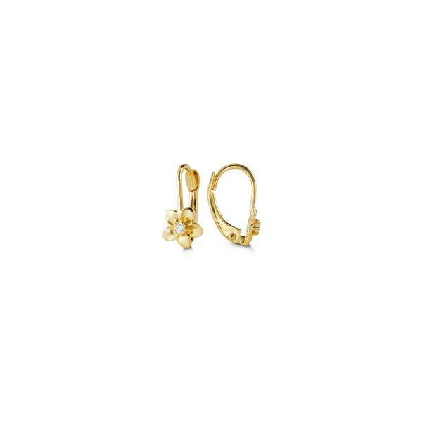 Gold Cubic Zirconia Flower Baby Earrings (34724)