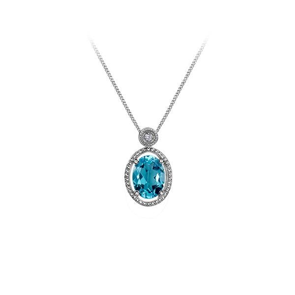 Genuine Blue Topaz and Diamond Pendant (34965)