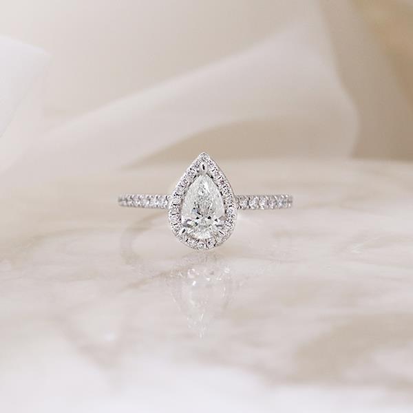 Canadian Maple Leaf Diamond Pear Halo Engagement Ring (35267)
