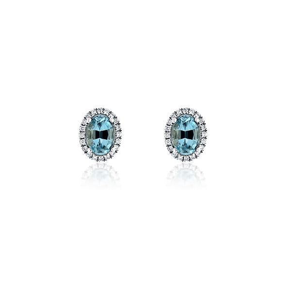 Genuine Aquamarine and Diamond Earrings (35768)