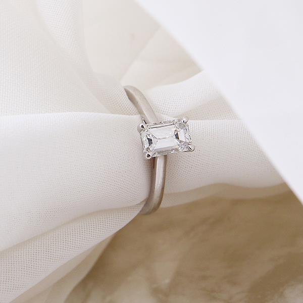 Diamond Custom Emerald Cut Solitaire Engagement Ring (36000)