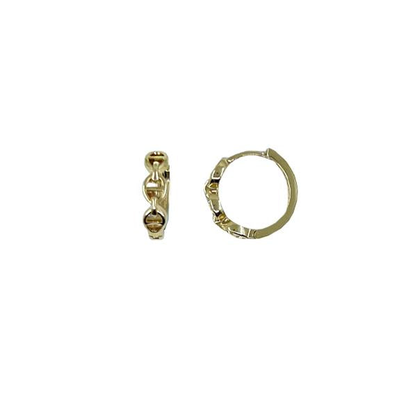 Gold Huggie Flat Anchor Link Earrings (36443)
