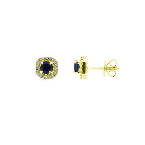 Genuine Sapphire and Diamond Halo Cluster Earrings (36936)
