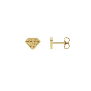 Gold Diamond Shaped Stud Earrings (37002)