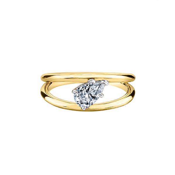 Canadian Maple Leaf Pear Solitaire Engagement Ring (37072)