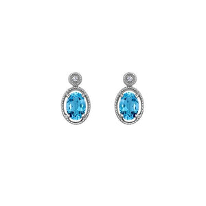 Genuine Blue Topaz and Diamond Earrings (37078)