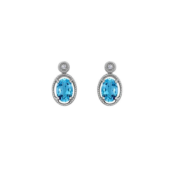 Genuine Blue Topaz and Diamond Earrings (37078)