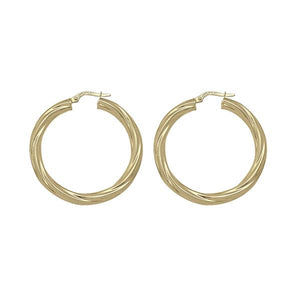 Gold Round Twist Hoop Earrings (37200)