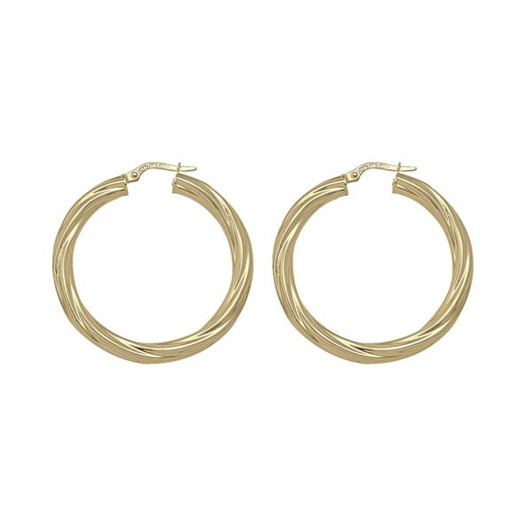 Gold Round Twist Hoop Earrings (37200)