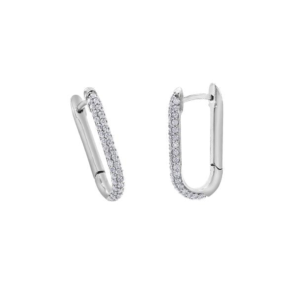 Diamond Oval Pave Huggie Earrings .75ct (37280)