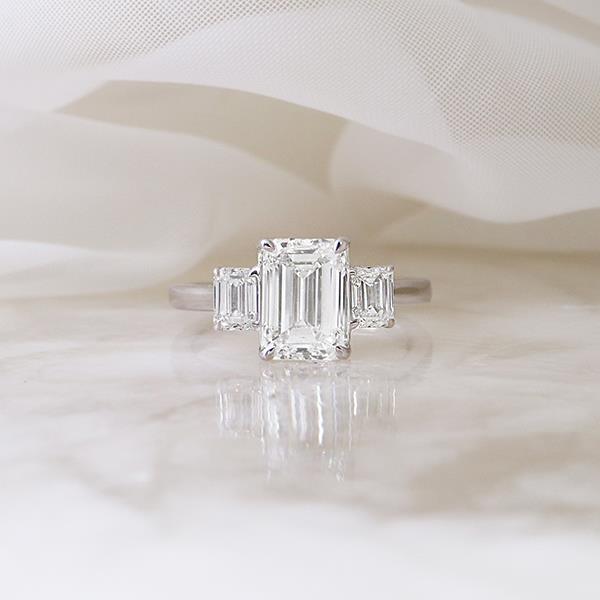 Diamond 3 Stone Emerald Cut Engagement Ring - LG 2.63cttw (37297)