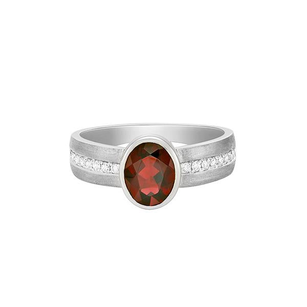 Genuine Garnet and Diamond Ring (#37352)