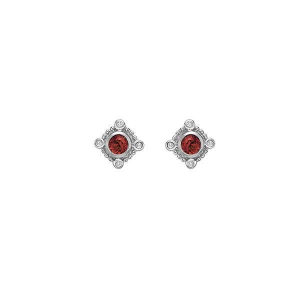 Genuine Garnet and Diamond Earrings (37361)