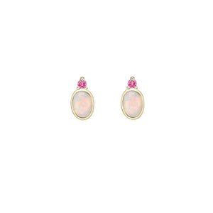 Genuine Opal and Pink Tourmaline Earrings (37364)