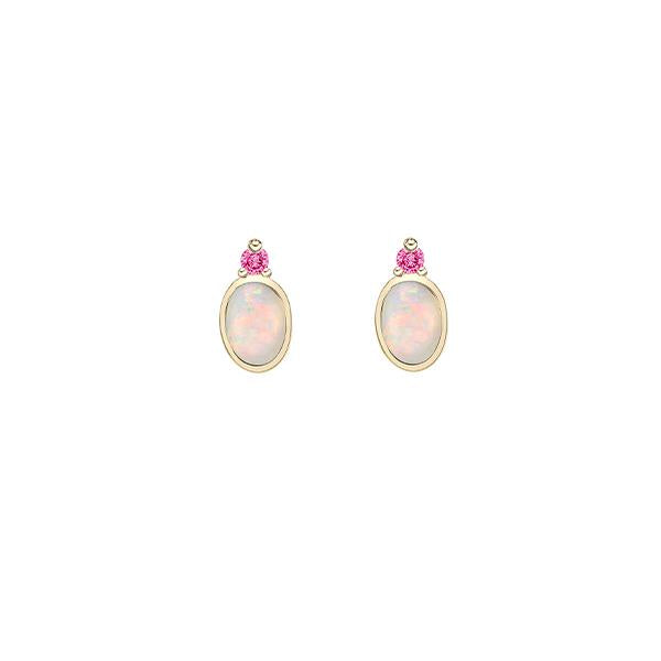 Genuine Opal and Pink Tourmaline Earrings (37364)