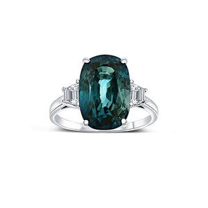 Genuine Blue Zircon and Diamond Ring (37372)
