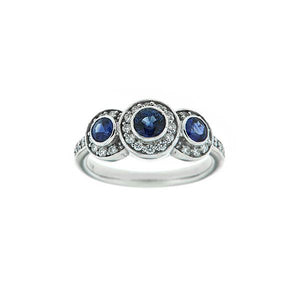 Genuine Sapphire and Diamond Ring (37374)