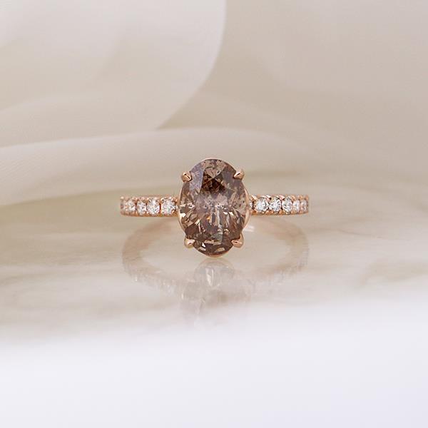 Diamond Custom Oval Champagne Engagement Ring (37414)