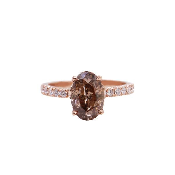 Diamond Custom Oval Salt and Pepper Engagement Ring (37414)
