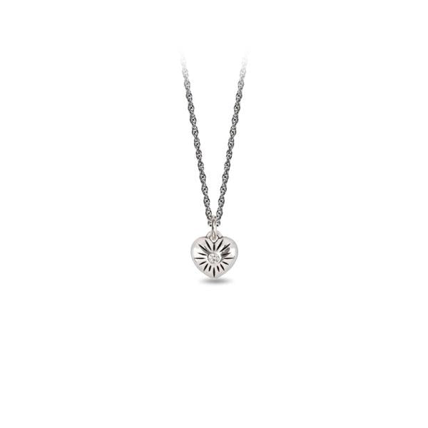 Pyrrha Necklace Diamond 'Small Puffed Heart' 18inch (37453)