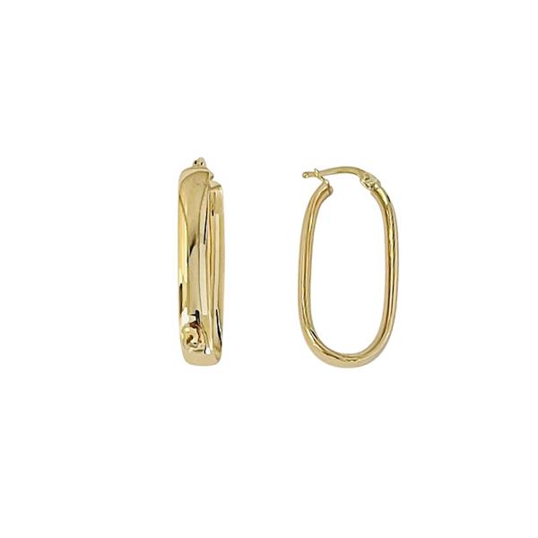 Gold Elongated Oval Hoop Earrings (37493)