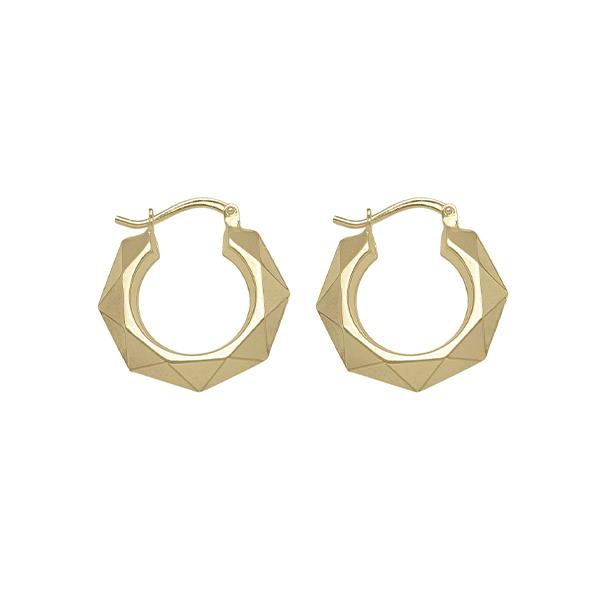 Gold Faceted Hoop Earrings (37500)