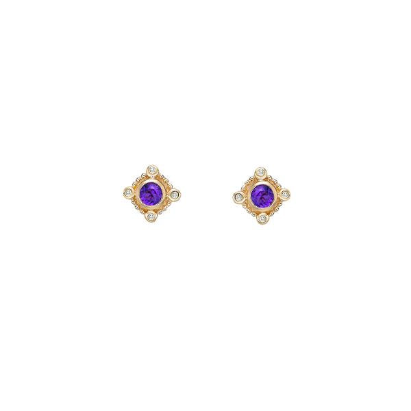 Genuine Amethyst and Diamond Earrings (37525)