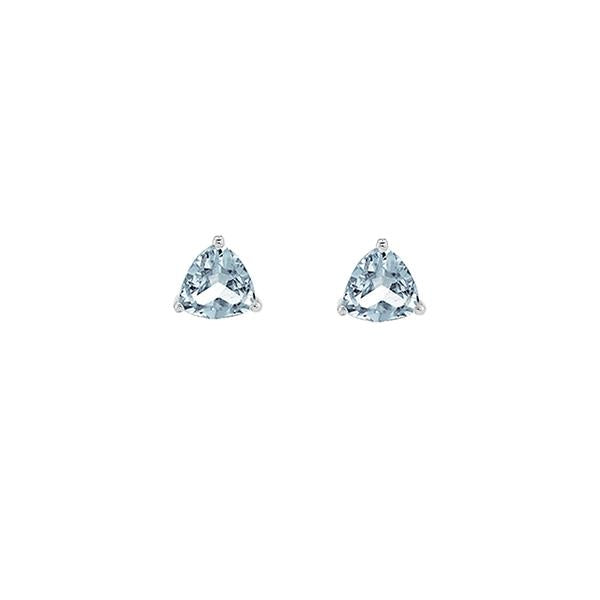 Genuine Aquamarine Trillion Stud Earrings (37528)