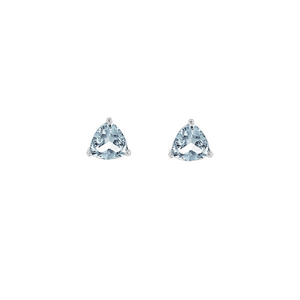 Genuine Aquamarine Trillion Stud Earrings (37528)