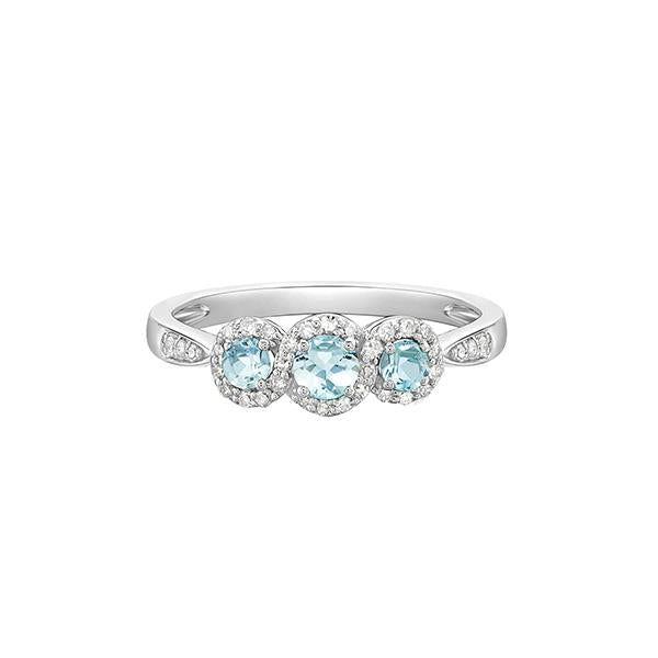 Genuine Aquamarine and Diamond Ring (37530)