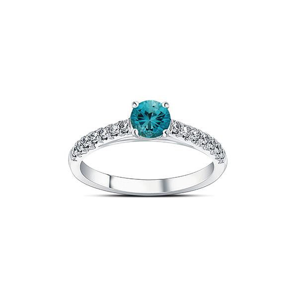 Genuine Blue Zircon and Diamond Ring (37570)