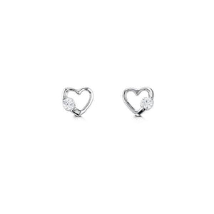 Gold Cubic Zirconia Heart Baby Earrings (37592)
