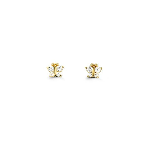 Gold Cubic Zirconia Butterfly Baby Earrings (37593)