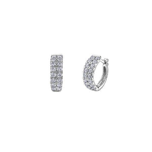 Diamond Double Row Huggie Earrings (37776)