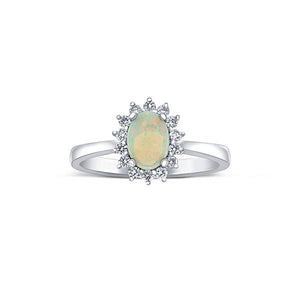 Genuine Opal and Diamond Ring (37817)
