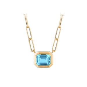 Genuine London Blue Topaz with Paperclip Chain (37901)