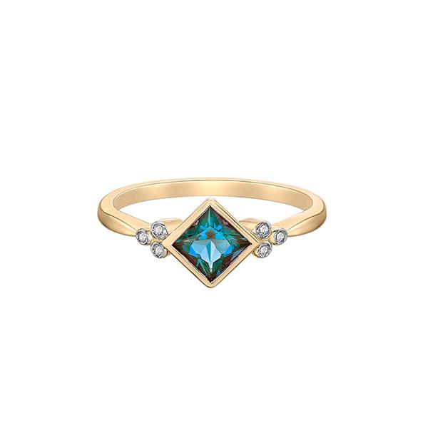 Created Alexandrite and Natual Diamond Ring (37734)