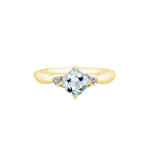 Genuine Aquamarine and Diamond Ring (38206)