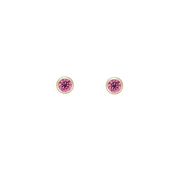 Genuine Pink Tourmaline Stud Earrings (38210)