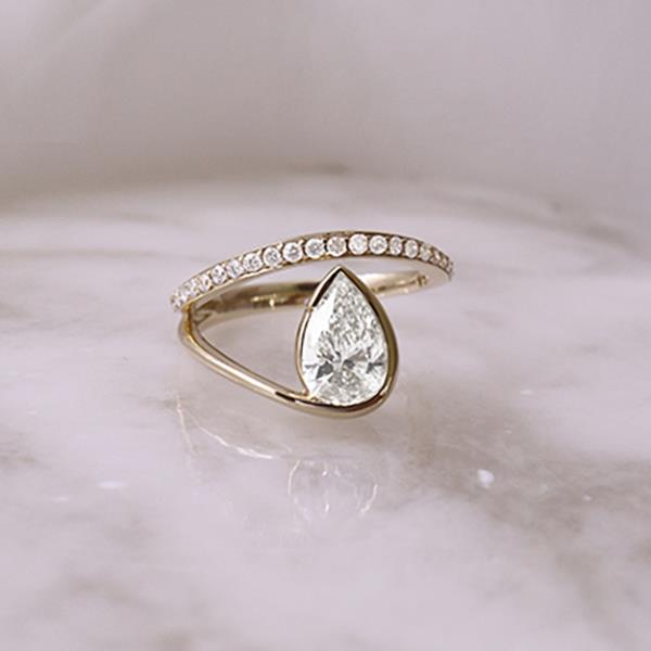 Diamond Pear Twist Engagement Ring - LG 1.25ctTW (38675)