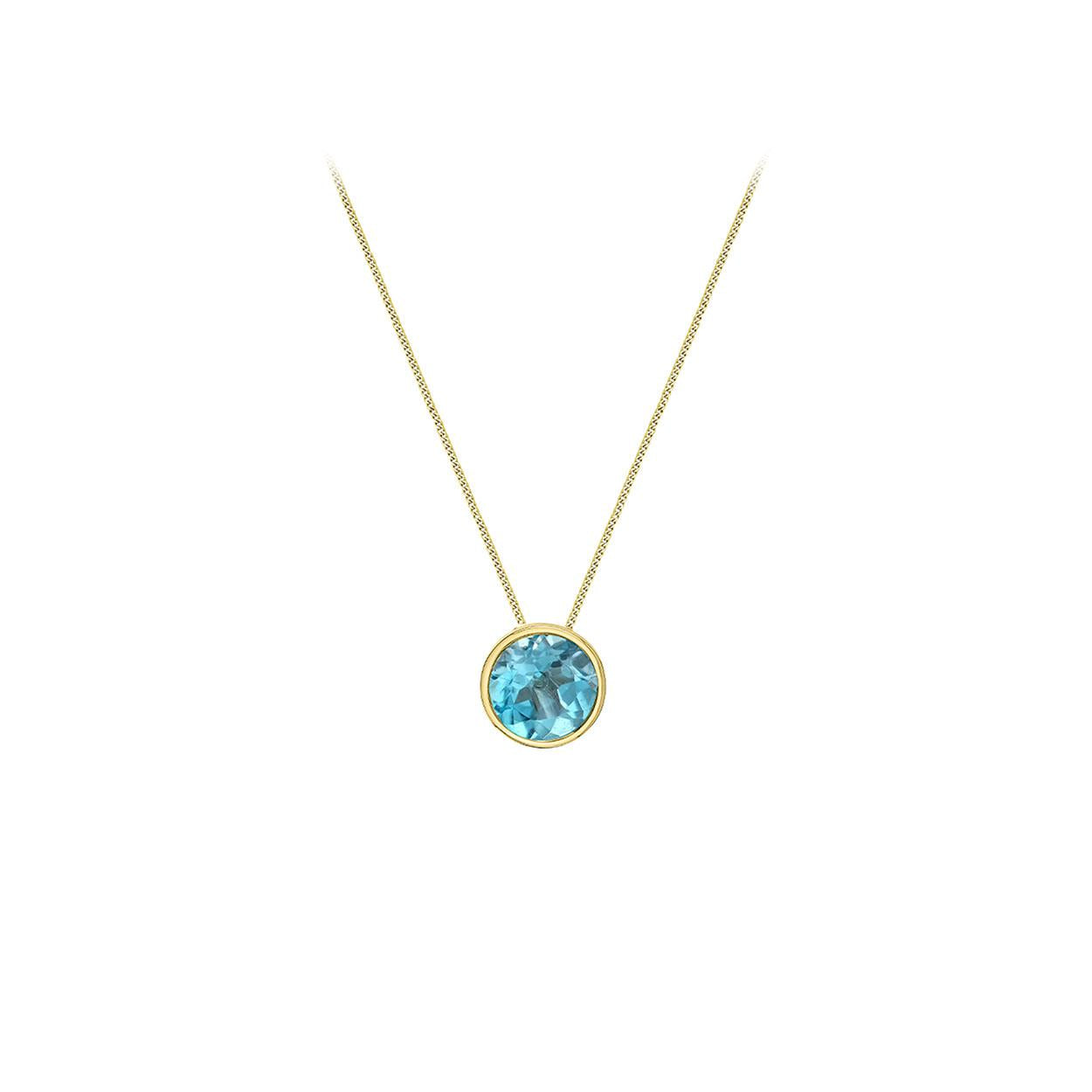 Genuine Blue Topaz Bezel Pendant (38798)