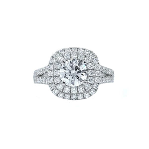 Canadian Diamond Custom Double Halo Engagement Ring (34677)