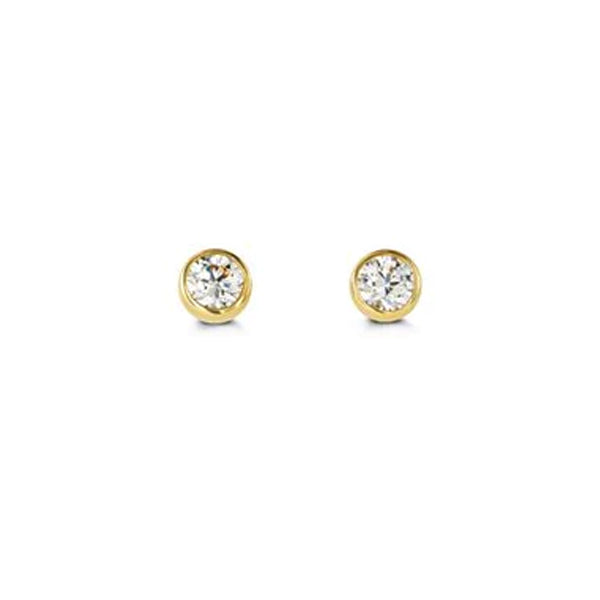 Gold Cubic Zirconia Bezel Stud Earrings (34722)